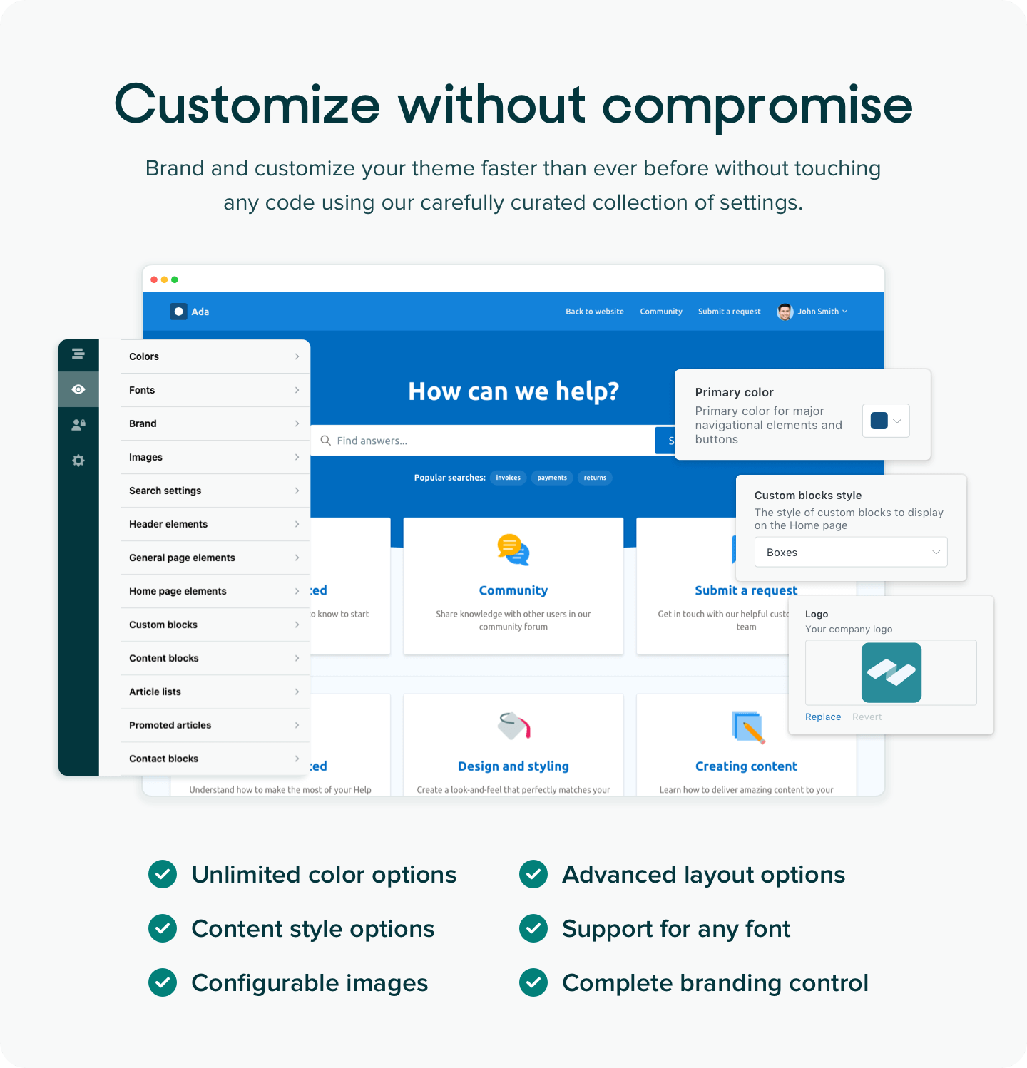 Customizable Zendesk themes