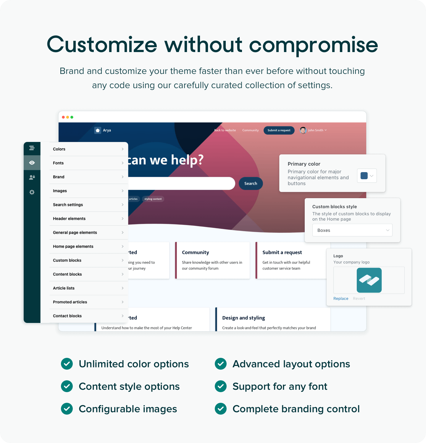 Customizable Zendesk themes