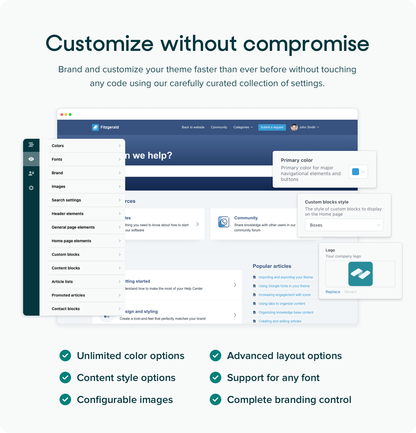 Customizable Zendesk themes