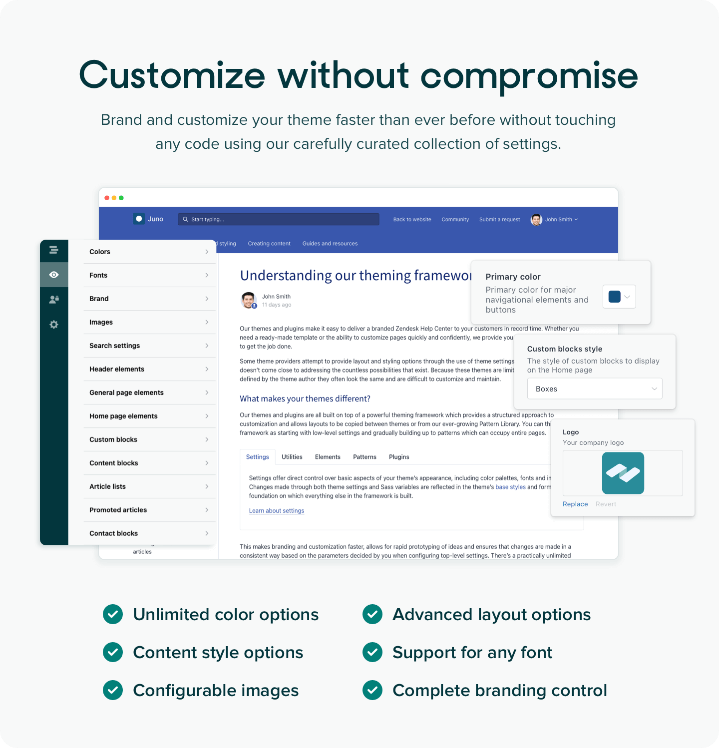 Customizable Zendesk themes