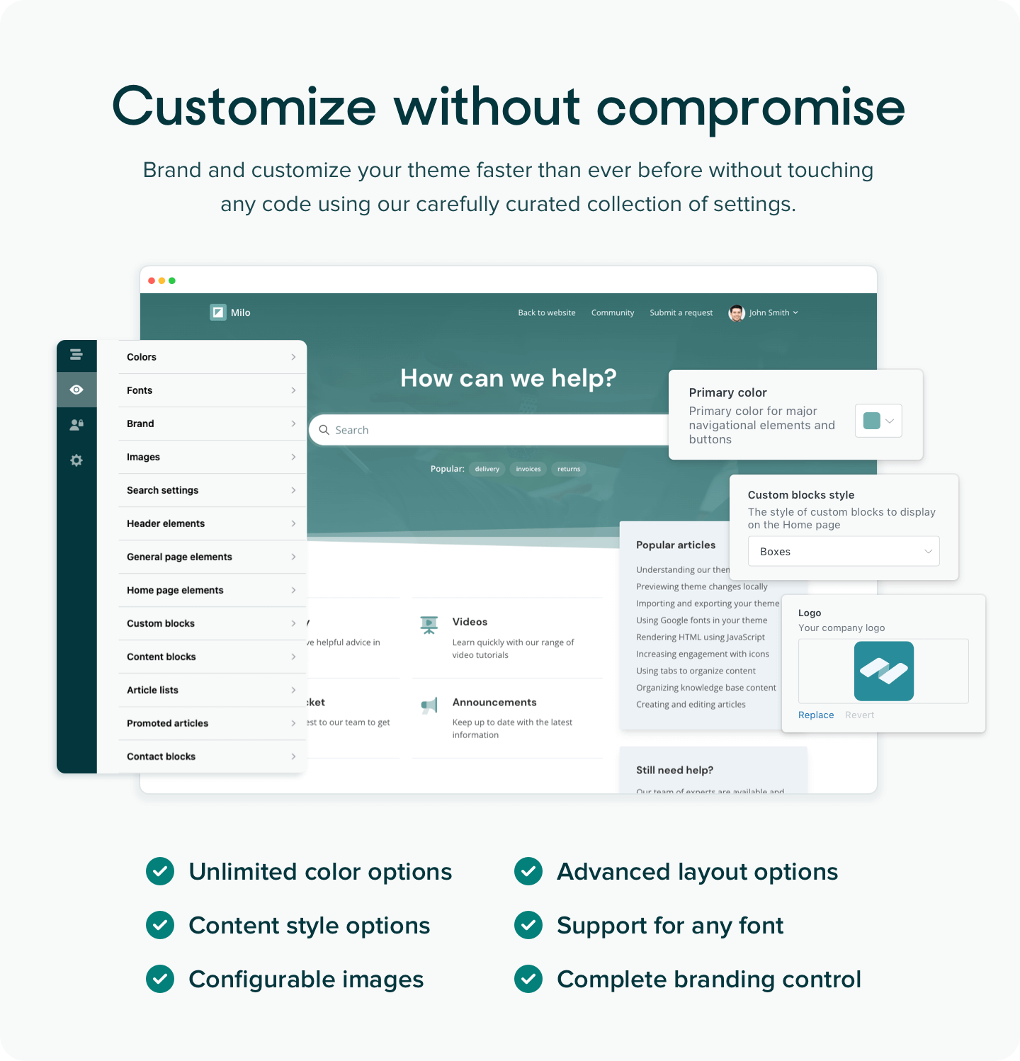 Customizable Zendesk themes