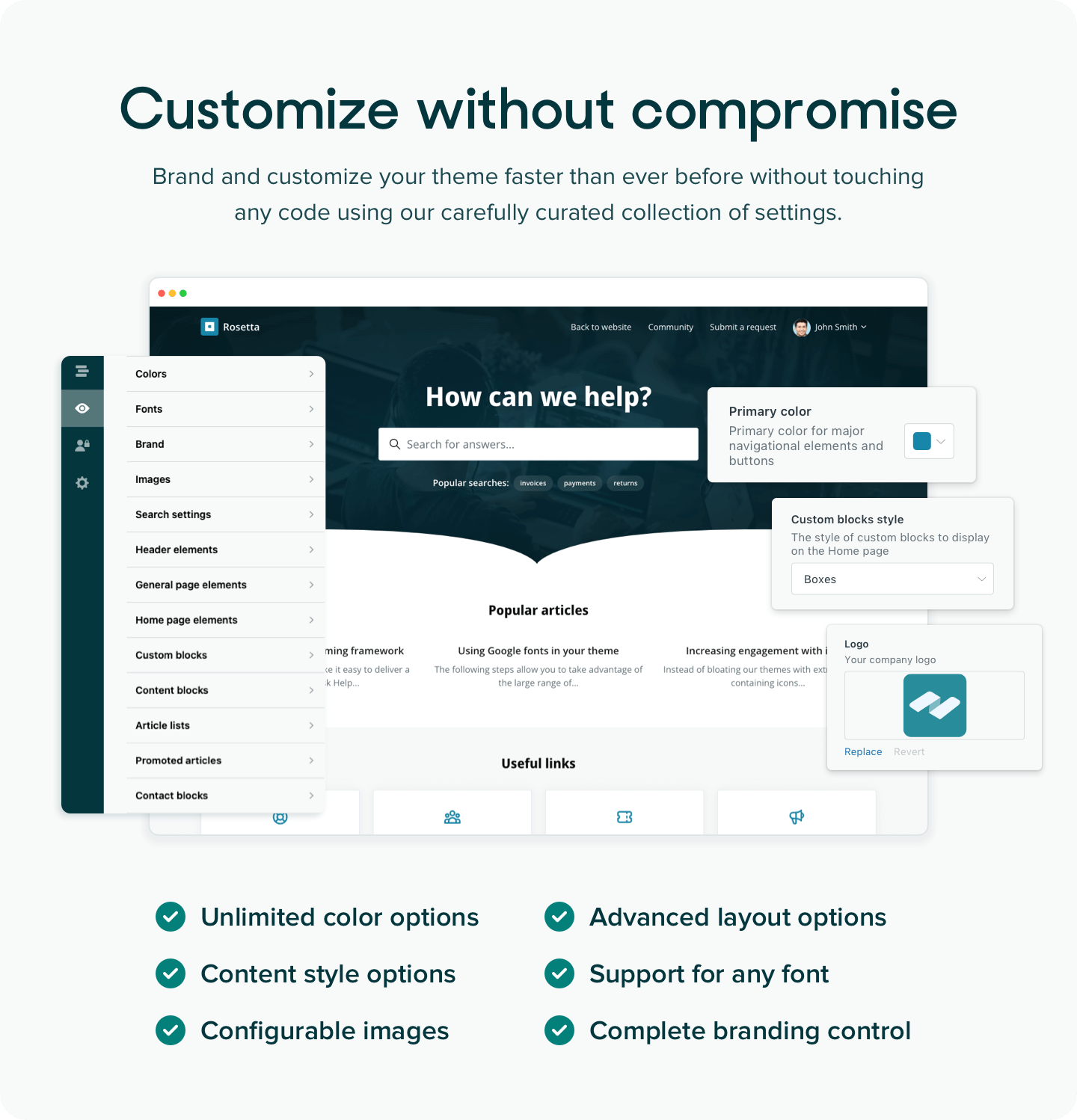 Customizable Zendesk themes