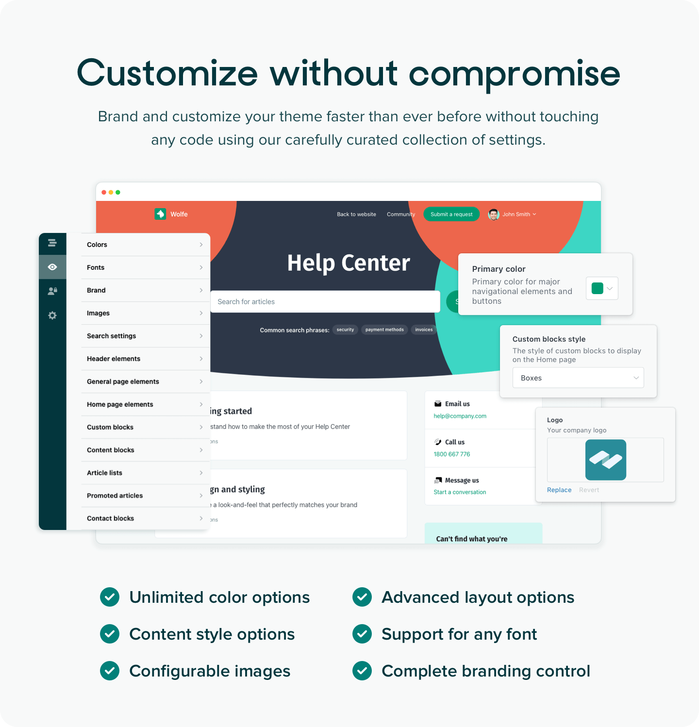 Customizable Zendesk themes