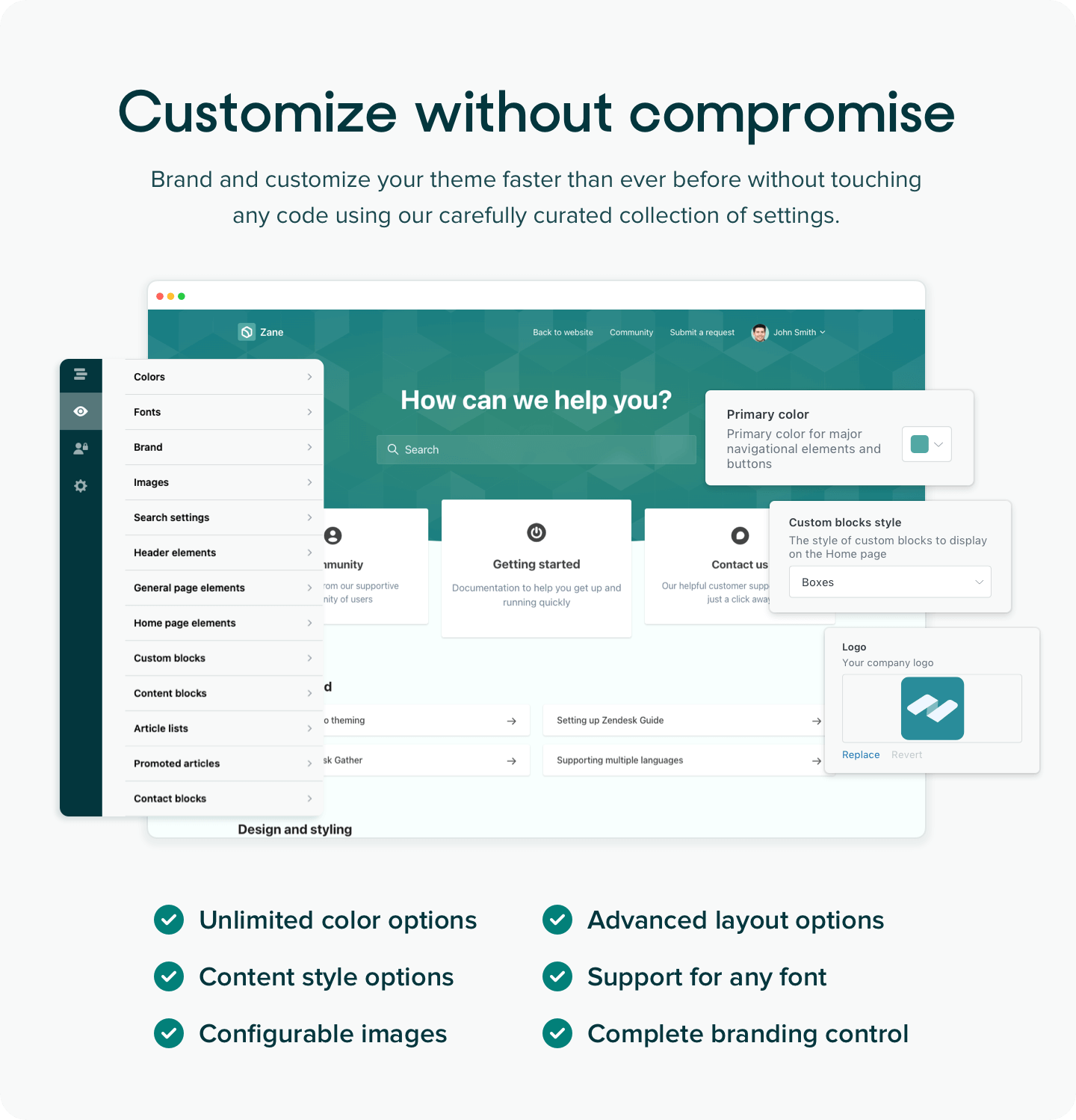 Customizable Zendesk themes